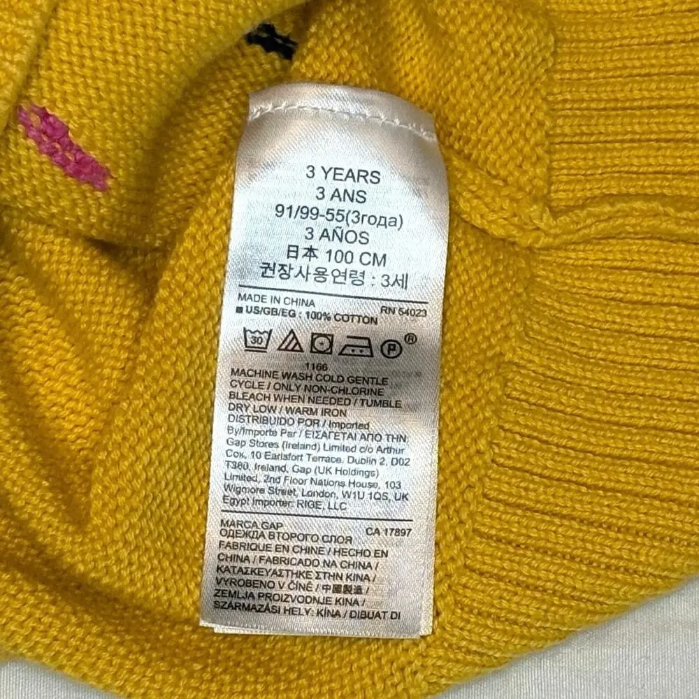 Baby Gap Textured Dot Pullover Sweater Girls 3T Bright Yellow